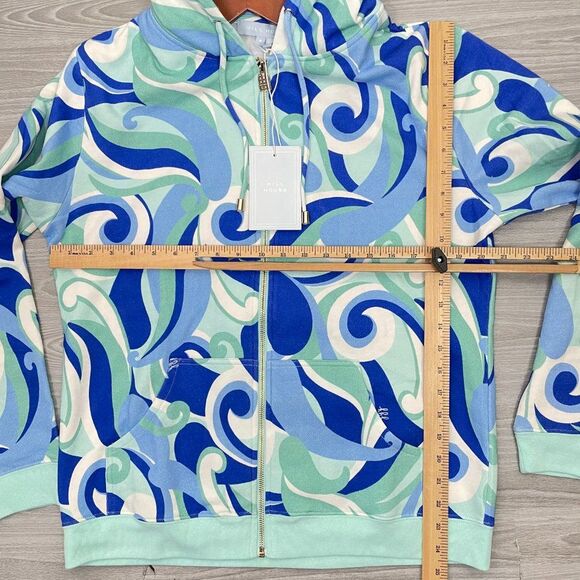 Hill House The Allie Zip Up Hoodie Fleece Jacket Ocean Kaleidoscope M - Picture 9 of 11